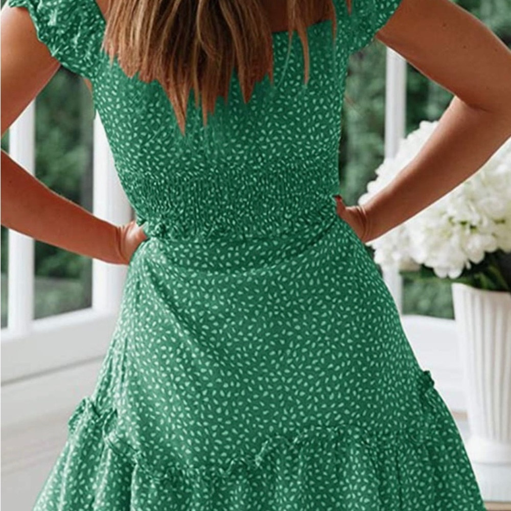 Green midi-mini dress